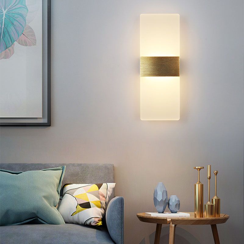 Simple Rectangular Shade Wall Sconce Light, Acrylic Sconce Light Fixture for Bedroom