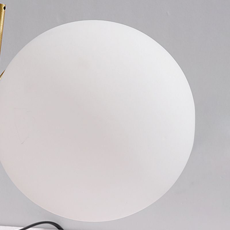 Opaline Glass Ball Night Lamp Nordic 1-Light Gold Table Light with Metal Rod Stand