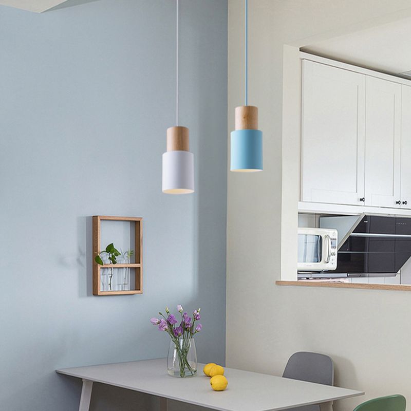 Modern Nordic Macaron Hanging Lamping Alluminio Cilindrico Light Penderant per spazi interni