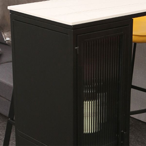 Double Pedestal Bar Table Set 1/3 Pcs Stone Top Bar Table and Upholstered Stools