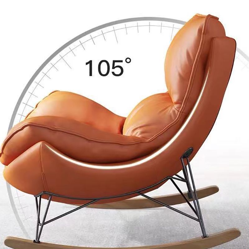 Contemporary Rocking Chair Faux Leather Waterproof Glider Chair with Removable Cushions