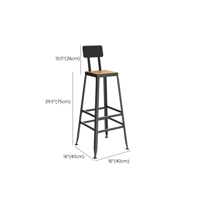 Industrial Style Iron Bar Stool Armless Bar Stool with Black Legs
