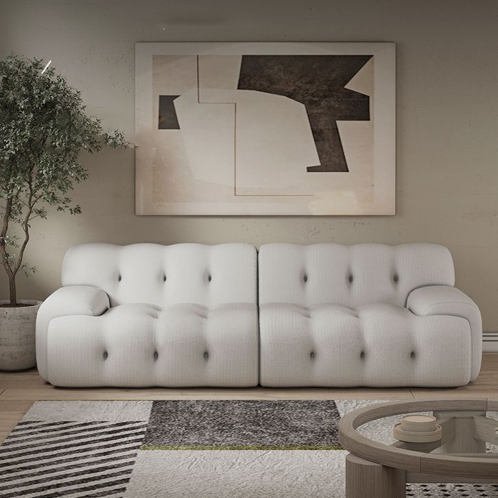 Scandinavian Seating Fabric Living Room Recessed Arm Tufted Standard Sofa