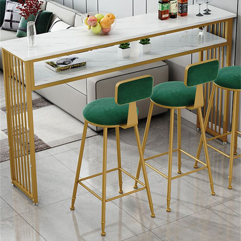 Glam Indoor Bar Stool Table Rectangle Bar Dining Table with Storage