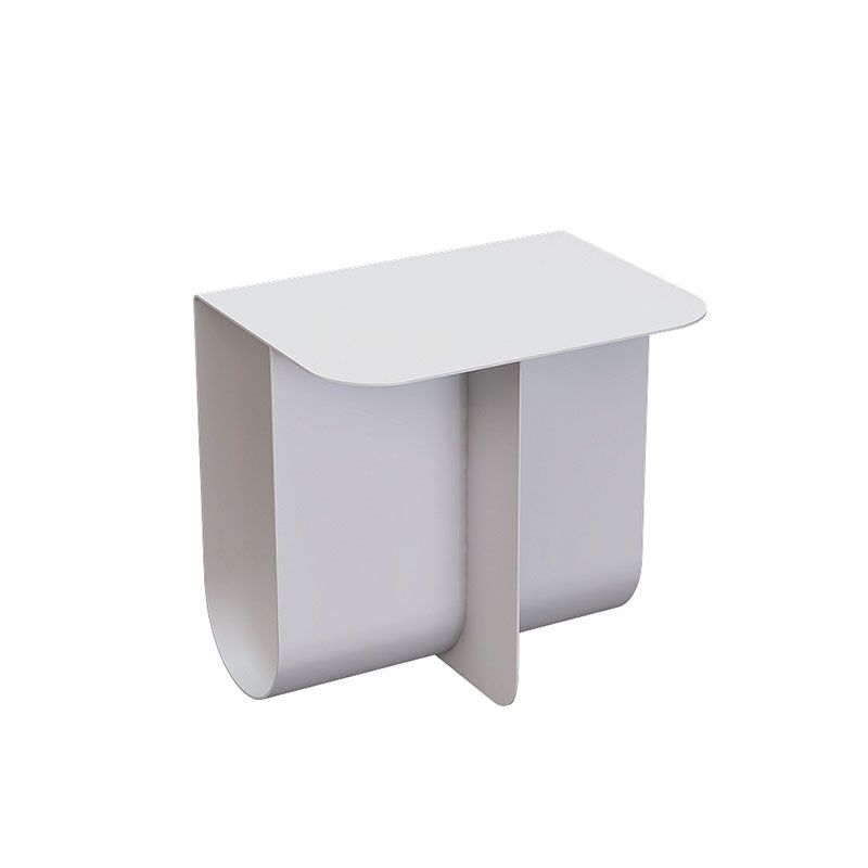 15" Tall Mid-Century Metal Rectangle Top Side Table Abstract End Table with Storage