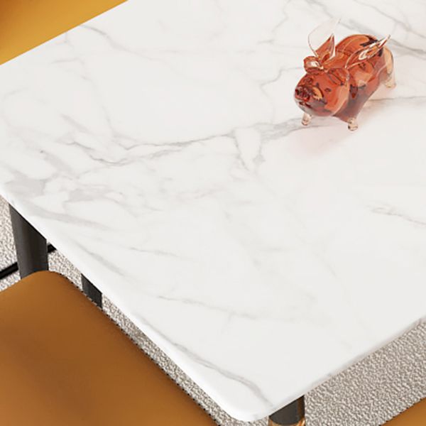 Modern 1/4/5/7 Pieces Dining Set Rectangle Stone Top Legs Dinette Set in White