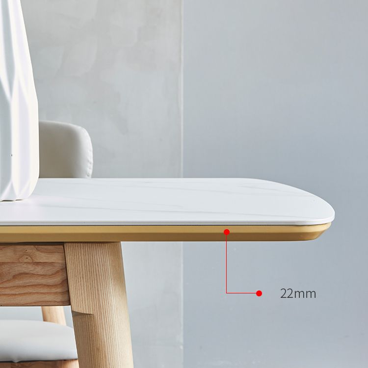 Rectángulo 4 patas Mesa de lujo Tabla blanca extensible con piedra sinterizada