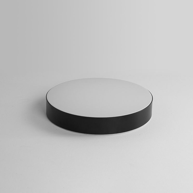 Nordic Short Drum Ceiling Flush Acrylic Kitchen LED Flush Mount Recessed Lighting in Black/White, 16"/19.5" Diameter