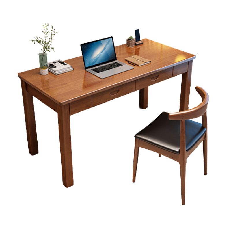 Solid Wood Writing Table with 2 Storage Drawers Contemporary Child Desk
