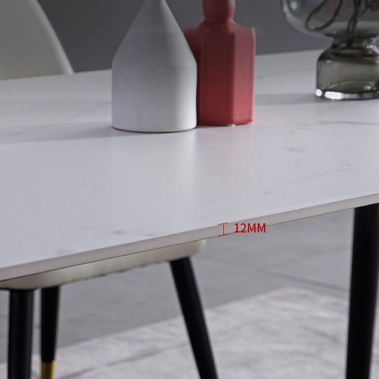 Contemporary Dining Set 1/2/5/7 Pcs White Stone Top Table with Faux Leather Chairs