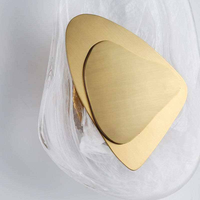 1-Light Wall Sconce Lighting Modern Style Ellipse Clear Crystal Wall Lamp in Black and Gold