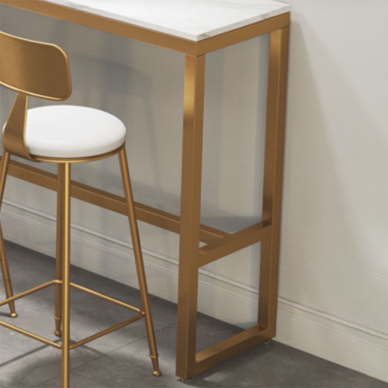 Rectangle Faux Marble Bar Height Table Contemporary Trestle Base Bar Table