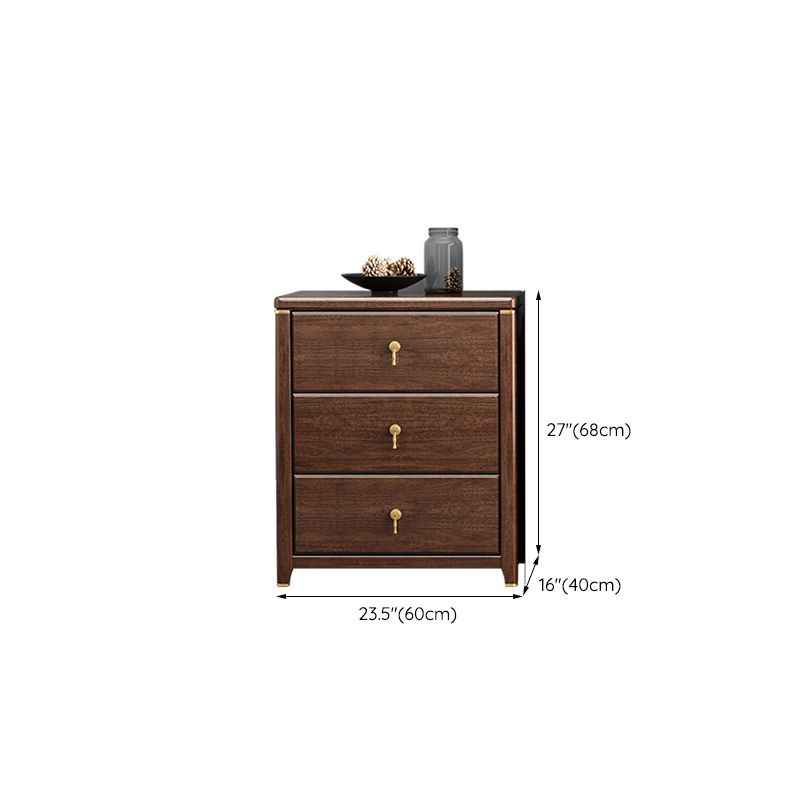 Rectangular Brown Accent Chest Rubberwood Chest with Storage Drawers