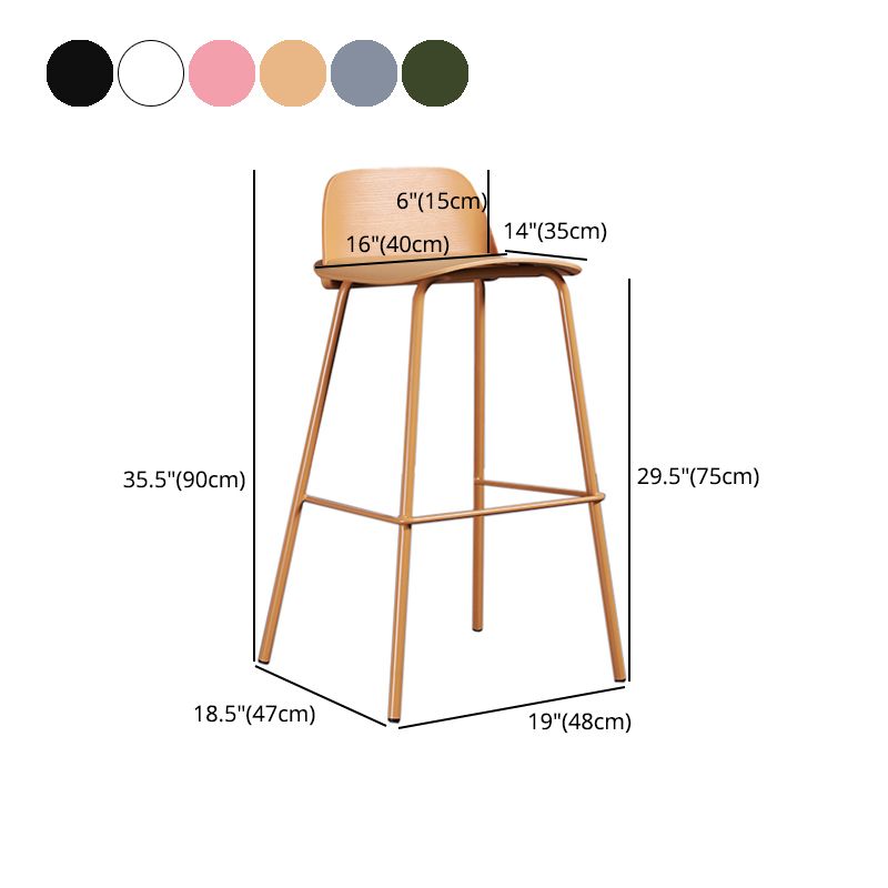 Industrial Style Bar-stool Rectangle PP Seat Counter Stool for Kitchen Bar