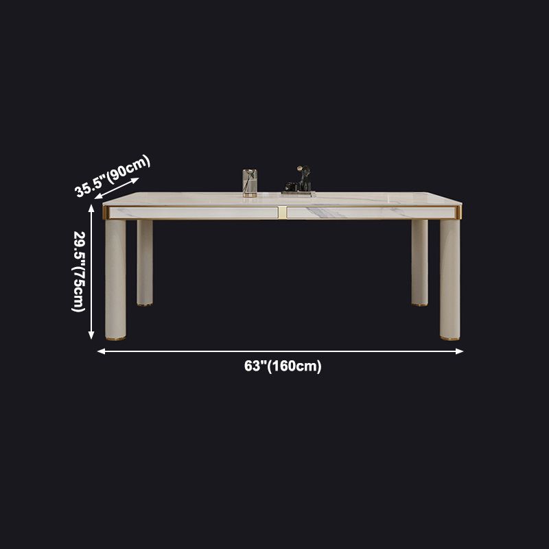 Luxury Sintered Stone Dining Table 4 Legs Base Scratch Resistant Rectangle Table for Home