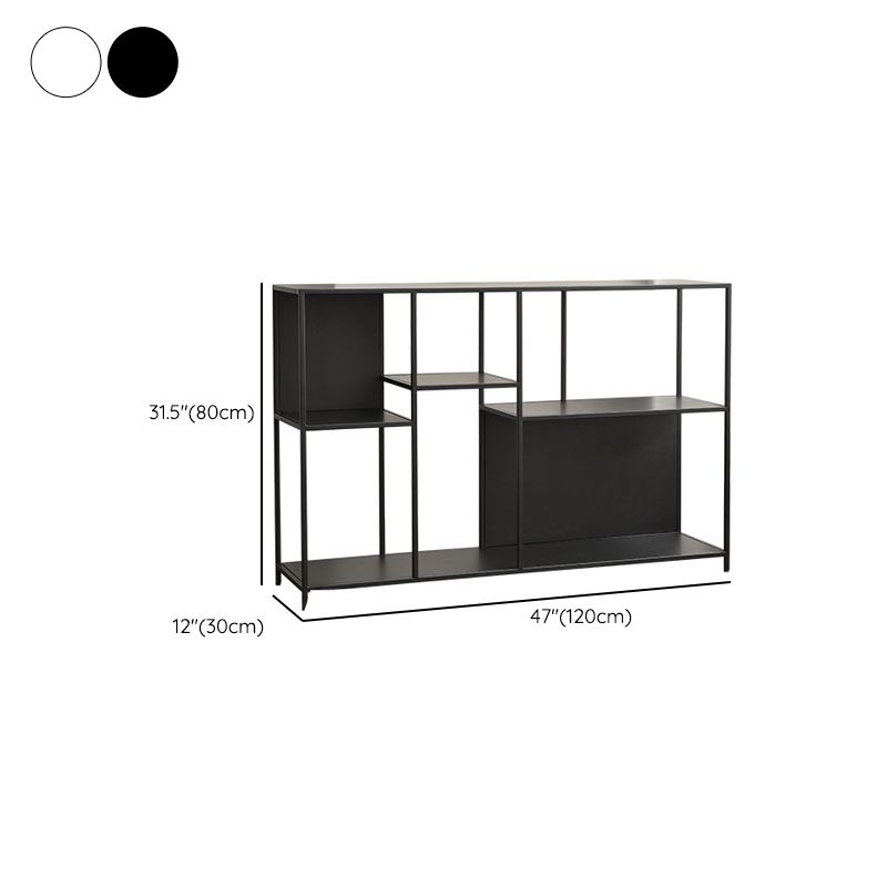 Modern Style Open Back Bookshelf Horizontal Metal Bookcase with Shelves