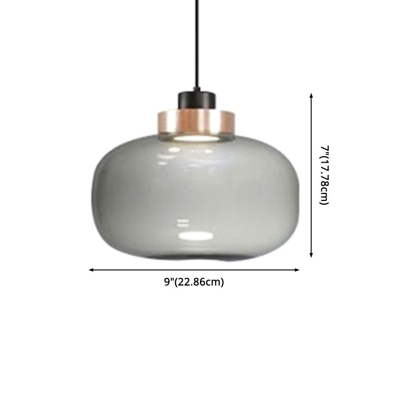 1 Light Mason Jar Pendant Light Modern Hand Blown Glass Shade Hanging Lamp