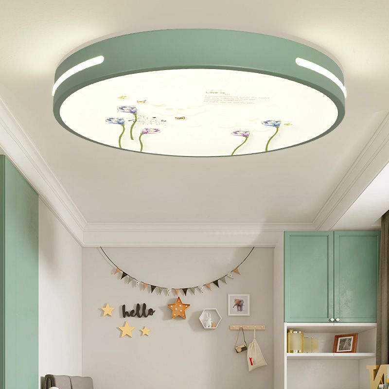 Lampada da soffitto moderna a LED Macaroon in ferro di forma rotonda con montaggio ad incasso per camera da letto