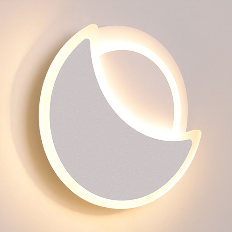 Modern 2 - Light Round Wall Light in Black / White Finish Iron and Acrylic Wall Flush