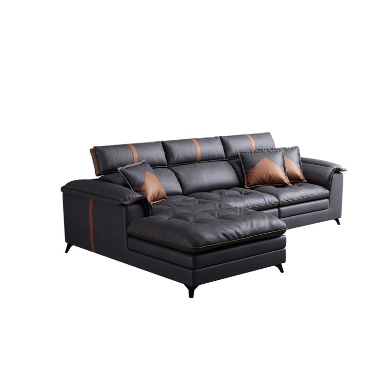 Pillow Top Arm Sectional Sofa 37.4"High Fabric Adjustable Cushion Back Sofa