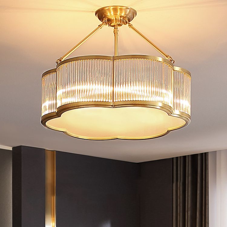 Gold Schattierte Deckenbefestigung Einfache Kristall-Schlafzimmer-Deckenhalterung Licht Befestigung