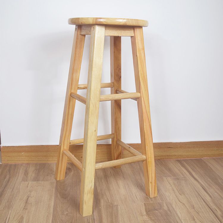 Industrial Style Bar-stool with Wooden Legs Round Seat for Kitchen Bar