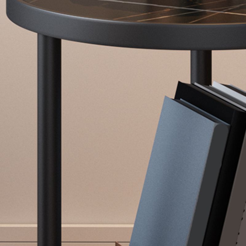 3 Legs Slate Side Table Round Minimalist Double Tier End Table