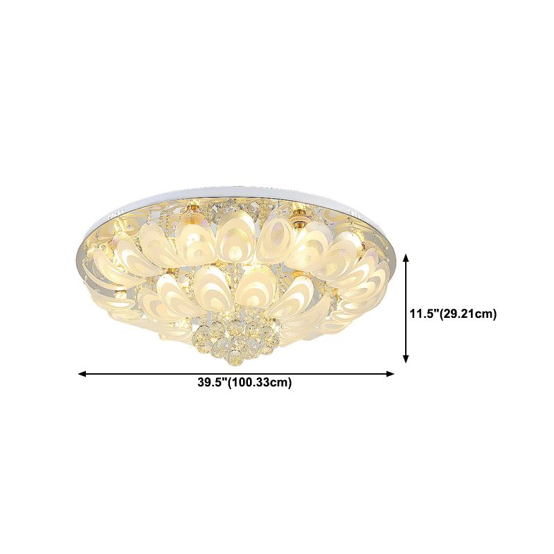 5/8/14-Light Modernism Golden Finish Flush Mount Lighting Round LED Ceiling Light