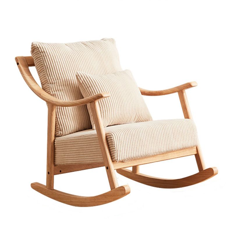 Suede and Solid Wood Rocking Chair with Padded Seat Rocker Chair Removable Cushions