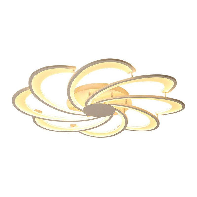 Flower Living Room Flush Ceiling Light Acrylic Contemporary LED Semi Flush Mount Lighting Fixture in White
