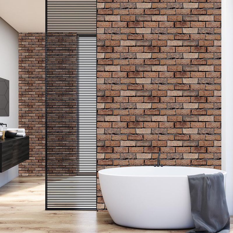 Brown Brick Self Adhesive Wallpaper Construction Rustic Removable Wall Art for Kitchen