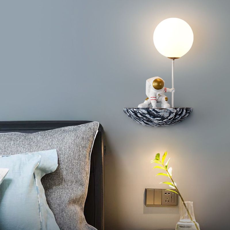 Modern Style Wall Mount Light 1-Light Spherical with Resin for Bedroom