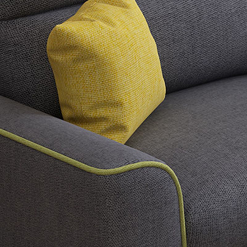 Modern 3-seater Fabric/Faux Leather Sectional Flared Arm Sofa & Chaise