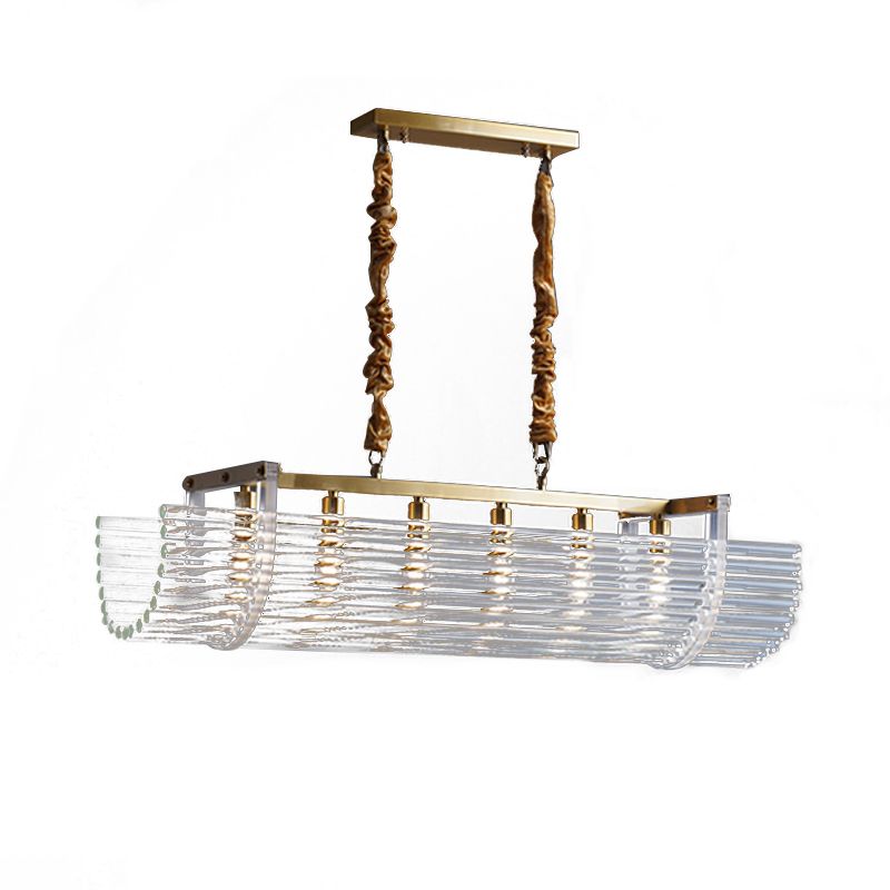 Modern Style Island Light Clear Glass Hanging Light for Dining Room