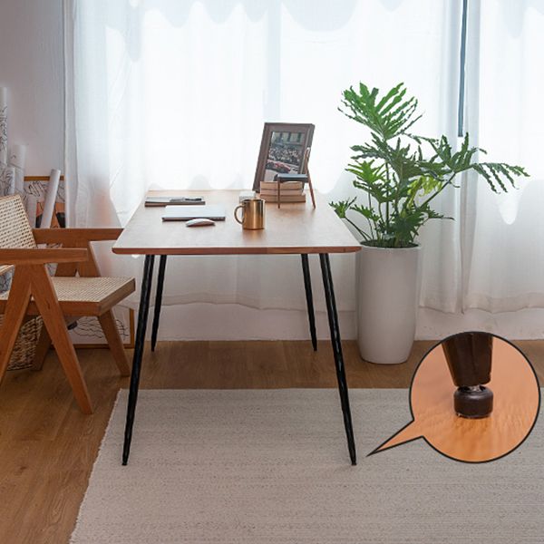 Metal Industrial Rectangle Dining Table Solid Wood Top Table with 4 Black Legs