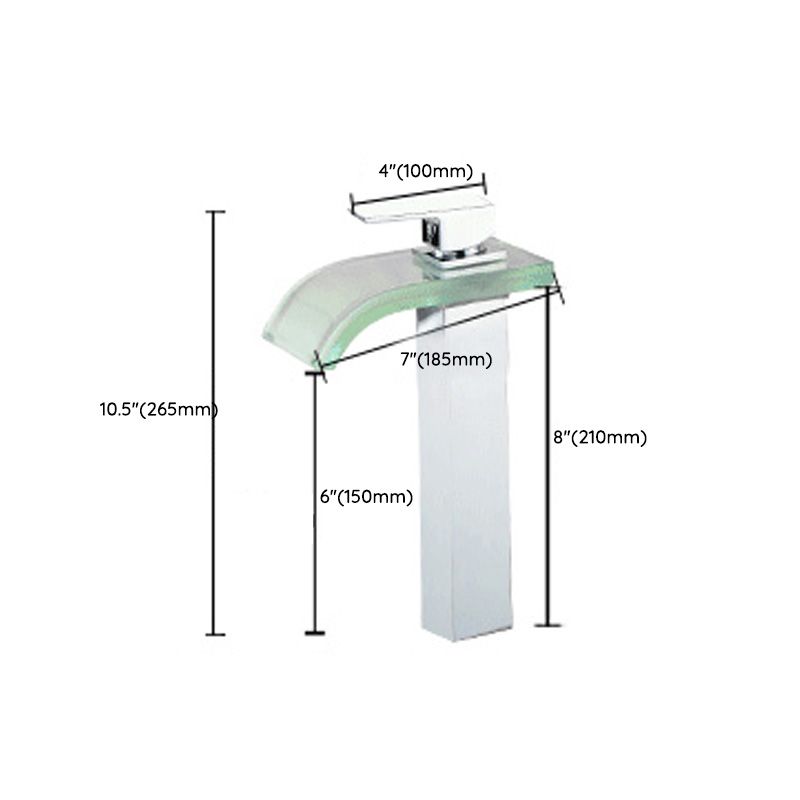 Bathroom LED Faucet Light Lever Handle Waterfall Spout Faucet