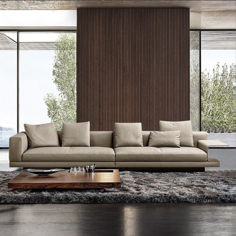 Scandinavian Light-grey Loose Back Square Arm Living Room Seating