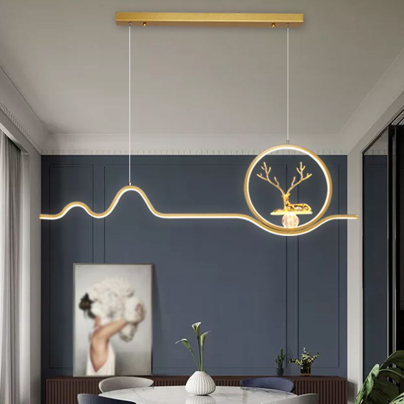 Luces de la isla de forma lineal Modern de metal de estilo de metal de 2 luces de iluminación de 2 luces