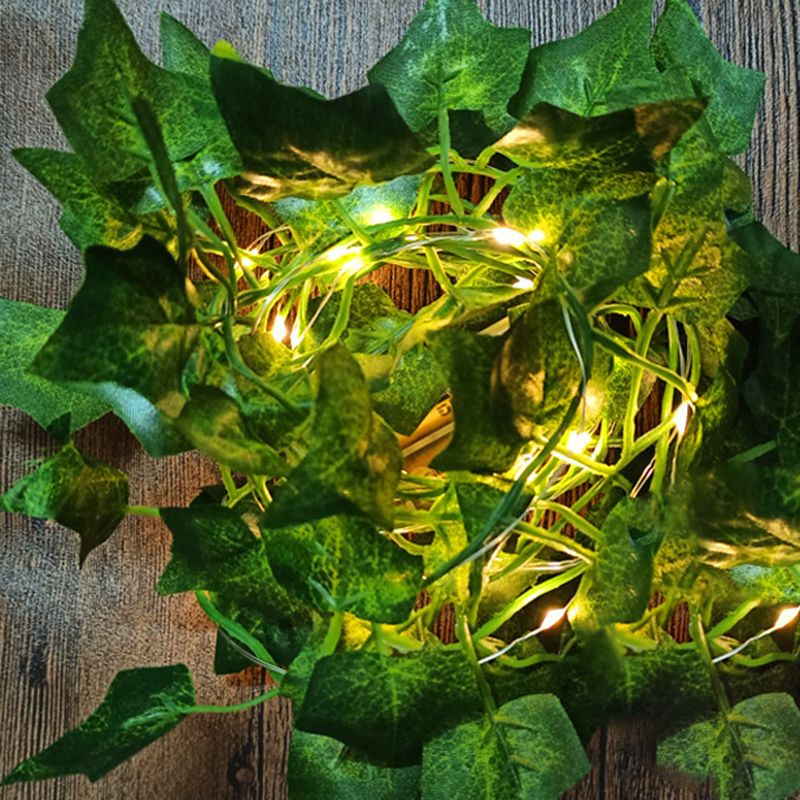 Green Maple Leaf Shaped String Lamp Decorative Plastic LED Festive Light