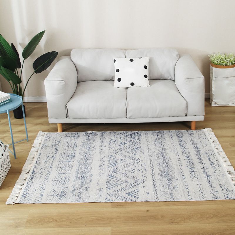 Stijlvolle boho chic tapijt multicolor geometrisch vloerkleed machine wassen tassel-getrimde tapijt voor huis