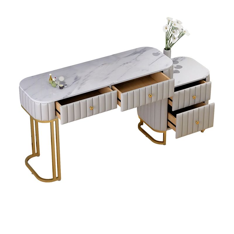 Glam 4 Drawer Makeup Vanity Set Slate Top Vanity Dressing Table