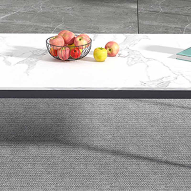 Glam Style White/black/grey Rock Slate Top Metal Base Coffee Table