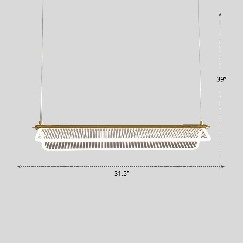 Folding Island Light Minimalistic Acrylic Dining Room Suspension Pendant Light in Gold