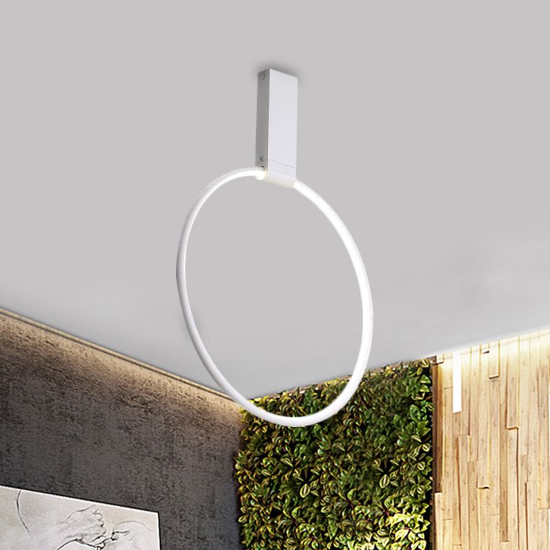 16"/23.5" Wide Ring Ceiling Fixture Modern Style Metallic Black/White/Gold LED Flush Mount Lamp in Warm/White/Natural Light