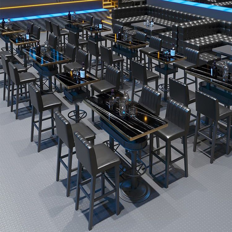 Industrial Style Bar Wine Table Black Color Bar Dining Table with Storage