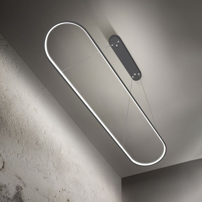 Simplicità del ciondolo a goccia ovale acrilica 27 "/35.5"/47 "Luce a traffico a trazione in bianco/nero a LED sul tavolo in tavola calda/bianca/telecomandata