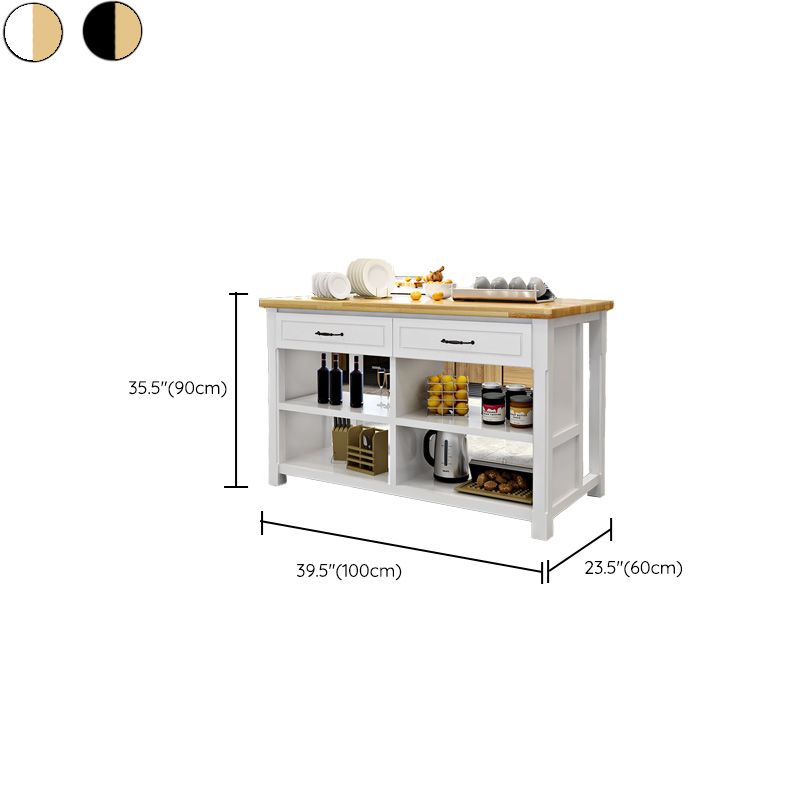 Modern Kitchen Island Table Dining Room Wooden Stationary Prep Table