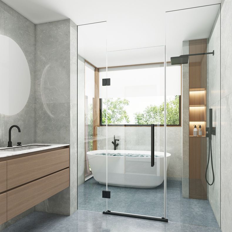 Frameless to Ceiling Bathroom Screen, Swing Tempered Glass Shower Door