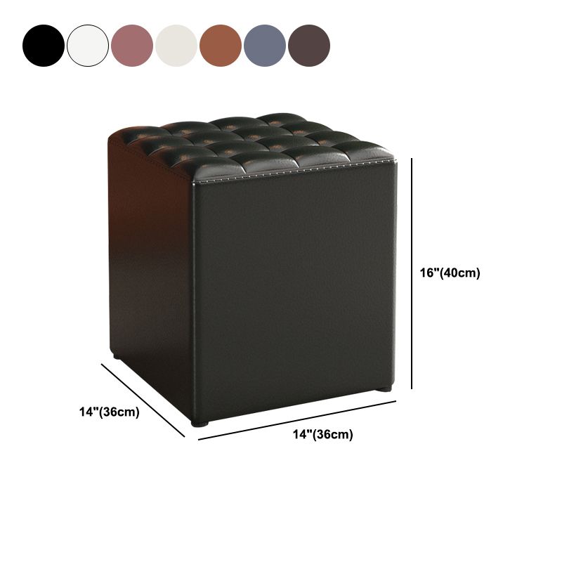 Simplicity Plain Ottoman Stool Water Resistant Genuine Leather Chair Ottoman