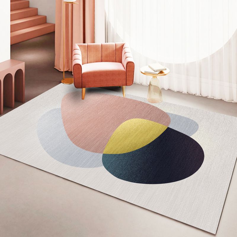 Dark Orange Modern Rug Polyester Color Block Rug Non-Slip Backing Rug for Living Room